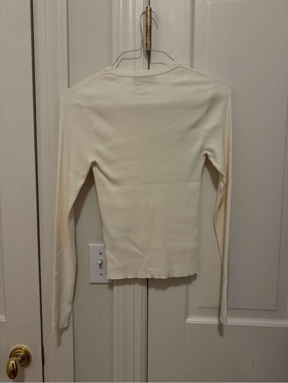Tory Burch Cream Ribbed Henley Long-Sleeve Top - Picture 4 of 8